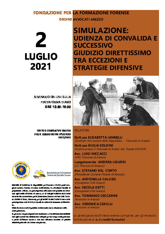 Eventi della Fondazione SIMULAZIONE UDIENZA DI CONVALIDA E